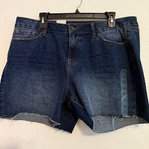 Dip Blue Jean Shorts with Frayed Hem